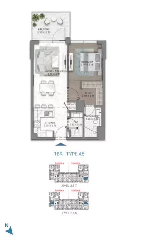 Floor plan, 1 Bed