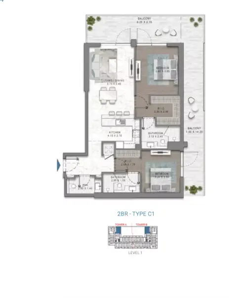 Floor plan, 2 Bed