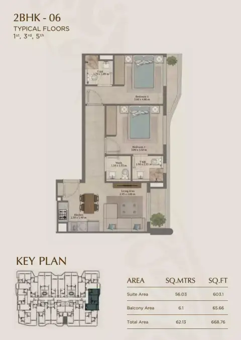 Floor plan, 2 Bed