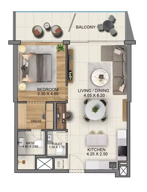 Floor plan, 1 Bed