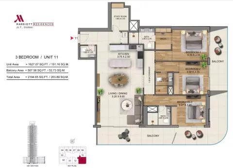 Floor plan, 3 Bed