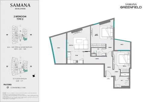 Floor plan, 2 Bed