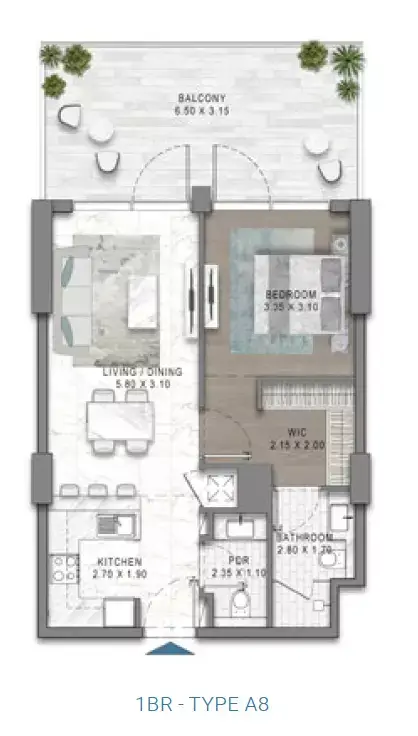 Floor plan, 1 Bed
