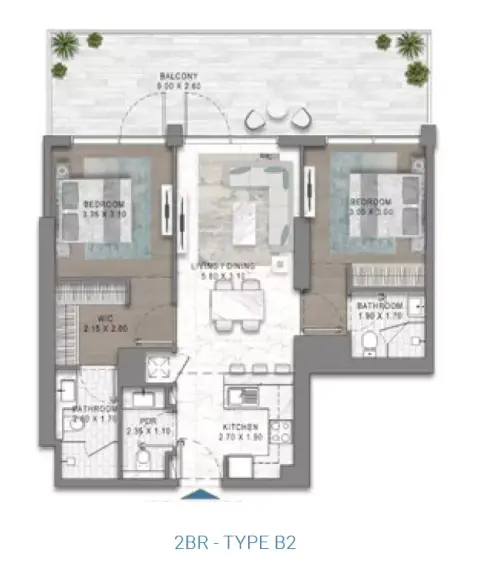 Floor plan, 2 Bed