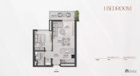 Floor plan, 1 Bed