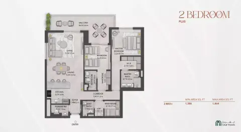 Floor plan, 2 Bed