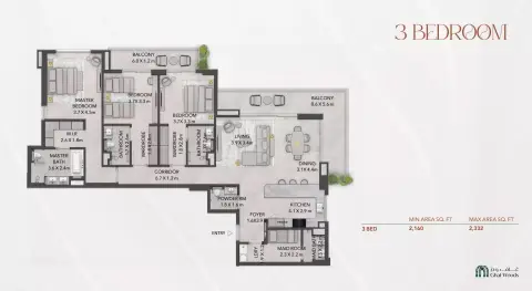 Floor plan, 3 Bed