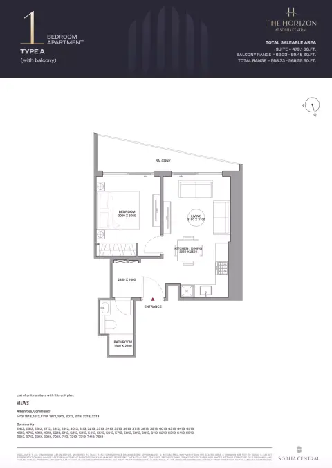Floor plan, 1 Bed