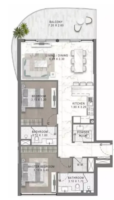 Floor plan, 2 Bed