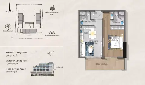 Floor plan, 1 Bed