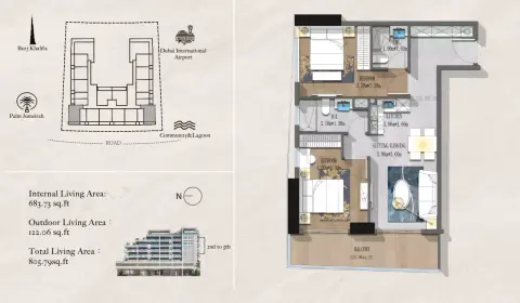 Floor plan, 2 Bed