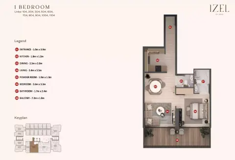 Floor plan, 1 Bed