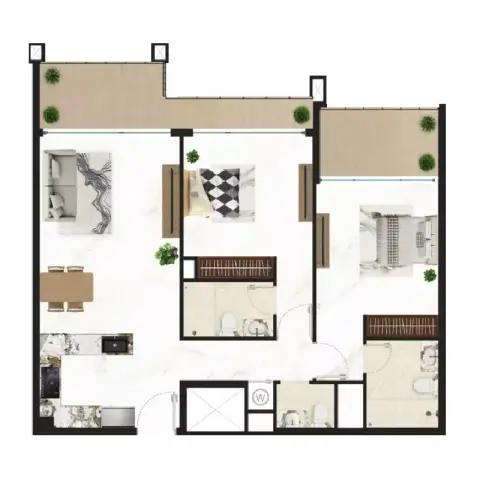 Floor plan, 2 Bed
