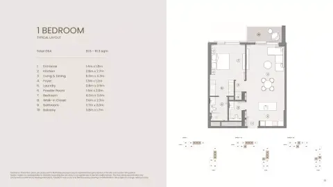 Floor plan, 1 Bed