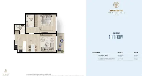 Floor plan, 1 Bed