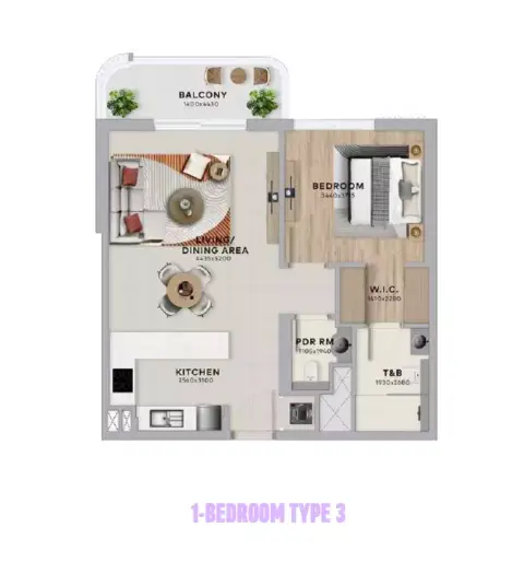 Floor plan, 1 Bed