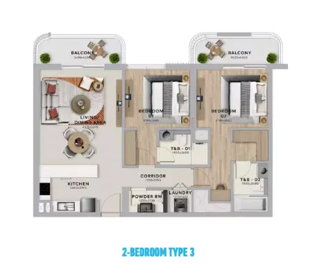 Floor plan, 2 Bed