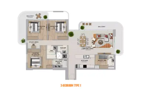 Floor plan, 3 Bed