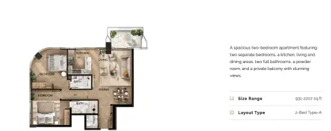 Floor plan, 2 Bed