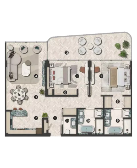 Floor plan, 2 Bed