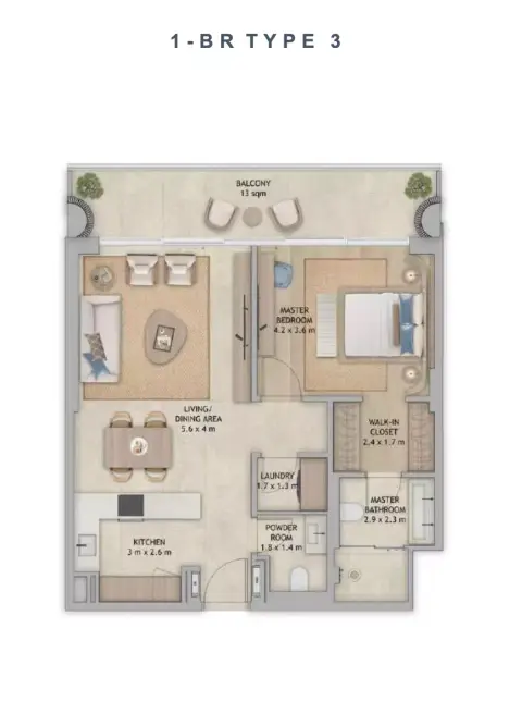 Floor plan, 1 Bed
