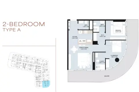 Floor plan, 2 Bed