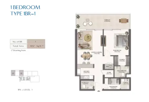 Floor plan, 1 Bed