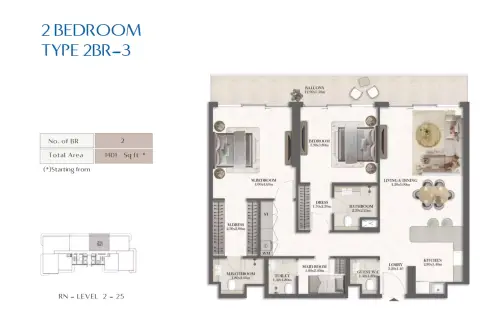 Floor plan, 2 Bed