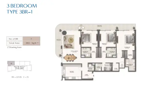 Floor plan, 3 Bed