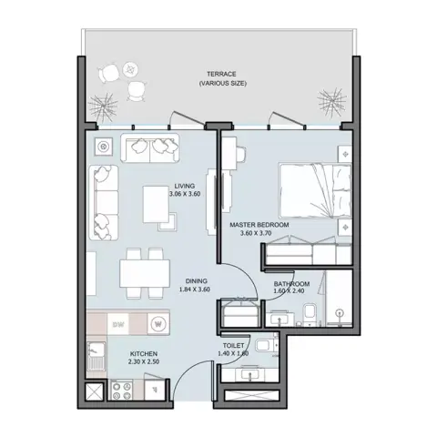 Floor plan, 1 Bed