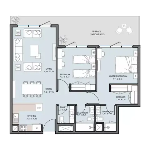 Floor plan, 2 Bed