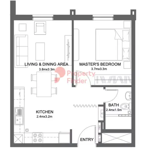 Floor plan, 1 Bed