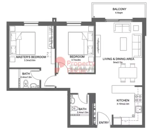 Floor plan, 2 Bed