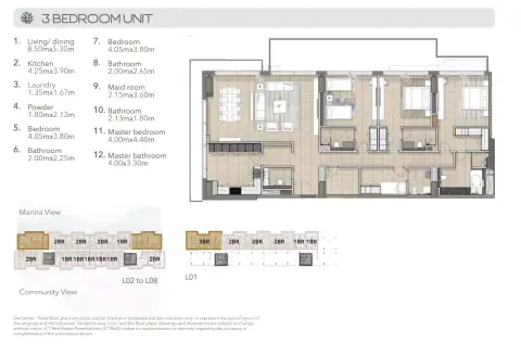 Floor plan, 3 Bed
