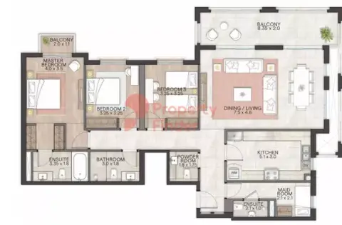 Floor plan, 3 Bed