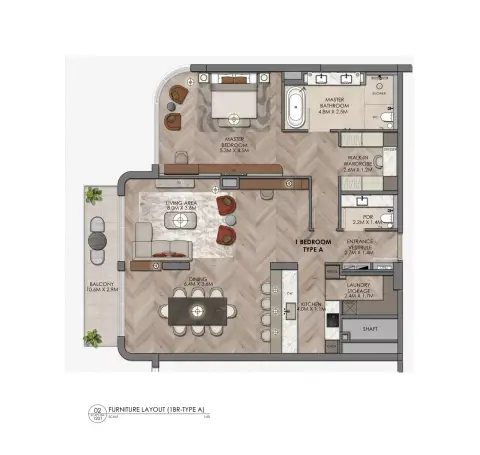 Floor plan, 1 Bed