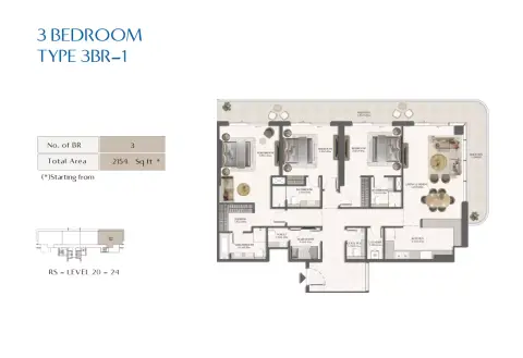Floor plan, 3 Bed