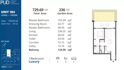 Floor plan, 1 Bed