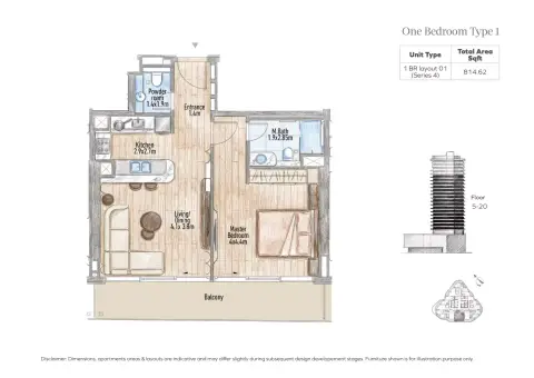 Floor plan, 1 Bed