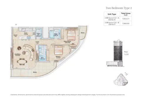 Floor plan, 2 Bed