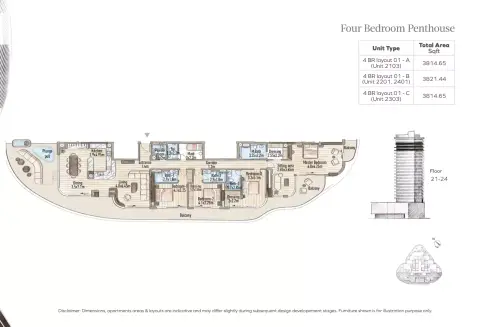 Floor plan, 4 Bed