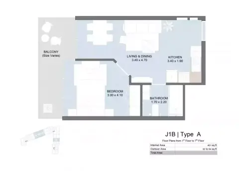 Floor plan, 1 Bed
