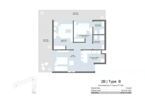 Floor plan, 2 Bed