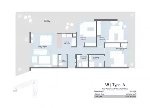 Floor plan, 3 Bed
