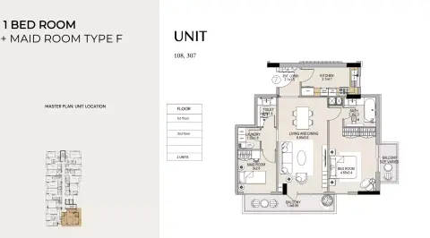 Floor plan, 1 Bed