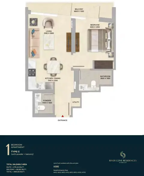 Floor plan, 1 Bed