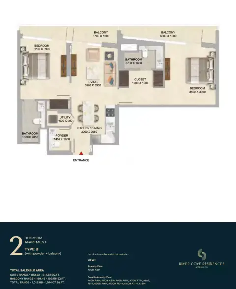 Floor plan, 2 Bed