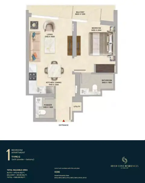 Floor plan, 1 Bed