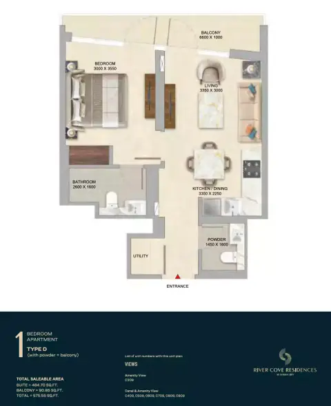 Floor plan, 1 Bed