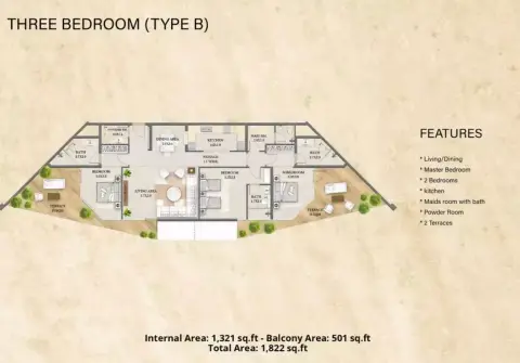 Floor plan, 3 Bed